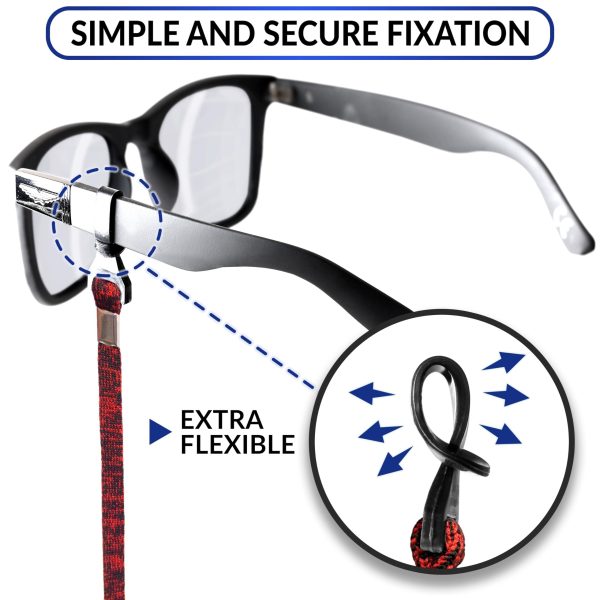 Eye Glasses String Holder Strap - Eyeglass Straps Cords for Men Women - Eyeglass Holders Around Neck - Sunglasses String Chain Lanyard Retainer - 4 Pcs Orange Blue - Image 4