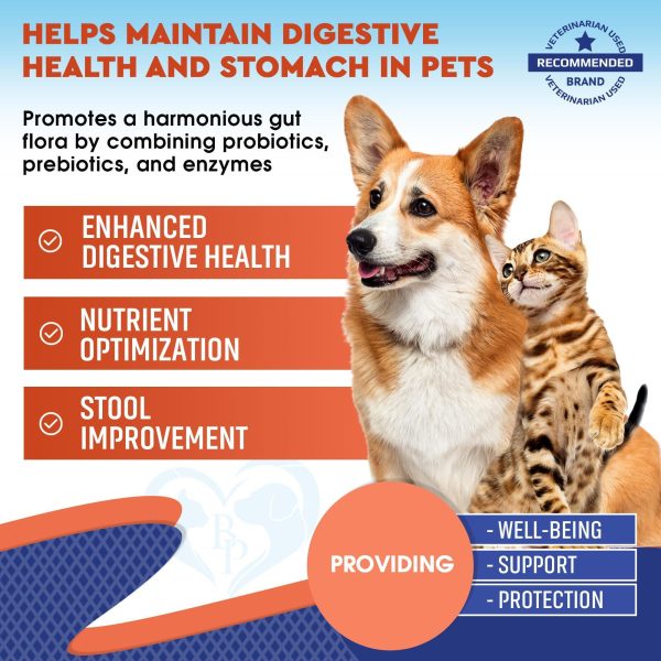 Probiotics & Prebiotics with Enzymes for Dogs and Cats   Digestive Gut Flora Health Pet Food Supplements   Constipation & Diarrhea and Gas Home Remedy   Upset Stomach Relief   Made in USA - Image 2
