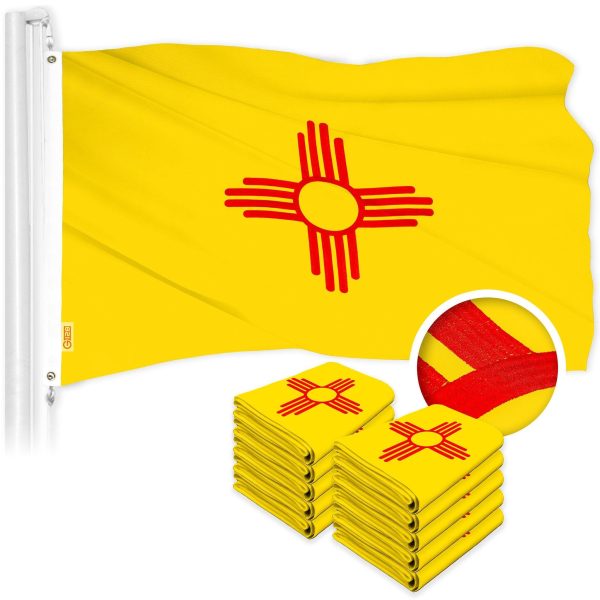 G128 10 Pack: New Mexico NM State Flag | 4x6 Ft | ToughWeave Series Embroidered 300D Polyester | Embroidered Design, Indoor/Outdoor, Brass Grommets