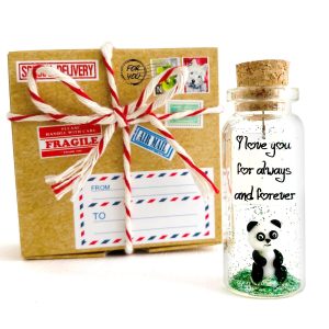 Cute and Kawaii Valentine's Day and Anniversary Presents   Personalized Love Gifts for Boyfriend Girlfriend (White and Black Panda   I Love You For Always and Forever in Craft Gift Box)