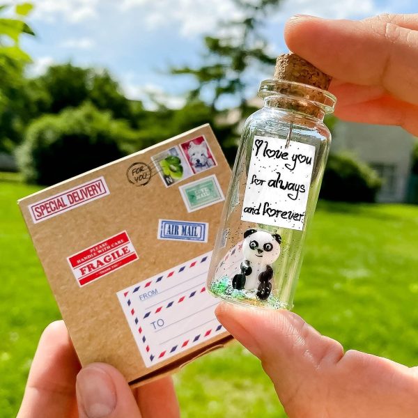 Cute and Kawaii Valentine's Day and Anniversary Presents   Personalized Love Gifts for Boyfriend Girlfriend (White and Black Panda   I Love You For Always and Forever in Craft Gift Box) - Image 2