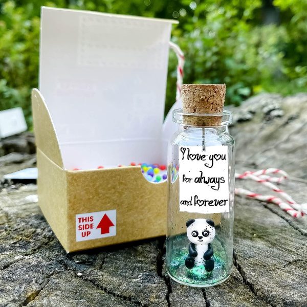 Cute and Kawaii Valentine's Day and Anniversary Presents   Personalized Love Gifts for Boyfriend Girlfriend (White and Black Panda   I Love You For Always and Forever in Craft Gift Box) - Image 5