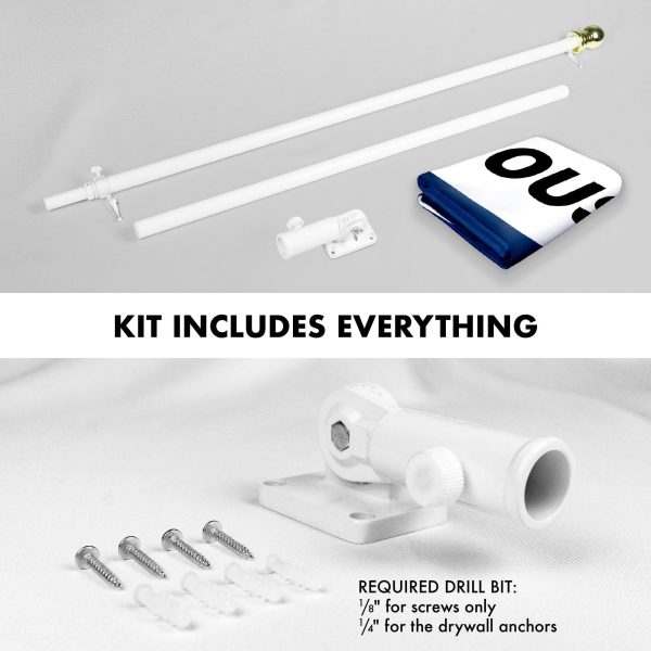 G128 Combo Pack: 6 Feet Tangle Free Spinning Flagpole (White) Open House Flag 3x5 ft Printed 150D Brass Grommets (Flag Included) Aluminum Flag Pole - Image 2