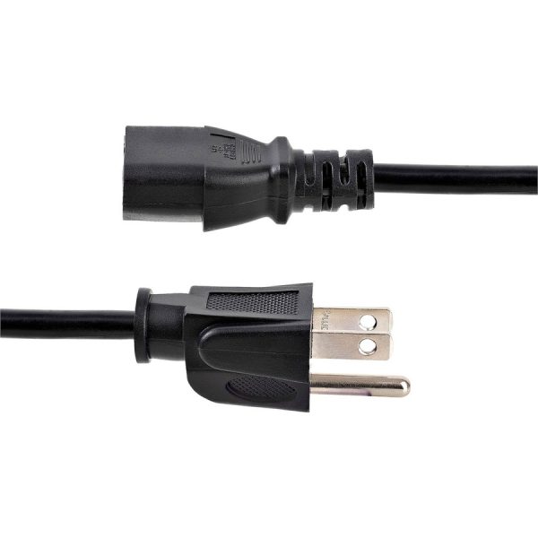 StarTech.com 12ft (3.6m) Computer Power Cord, NEMA 5-15P to C13, 10A 125V 18AWG, Black Replacement AC PC Power Cord TV/Monitor Power Cable - Image 4