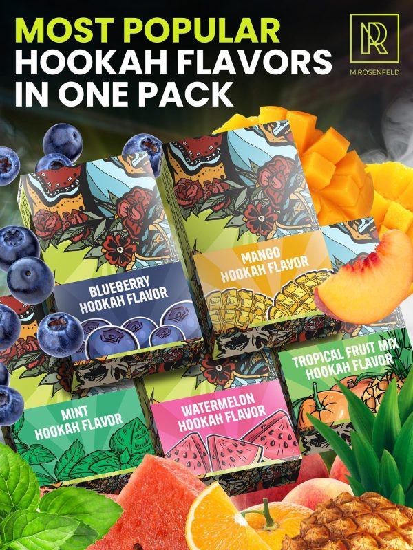 All Times Hookah Flavors Set   5 x 50g non tobacco hookah flavor for your Hookah Bowl (Tropical fruit mix   Blueberry   Mango   Watermelon   Mint) Hookah Bundle Pack of 5   Try these Tobacco Free Shisha - Image 2