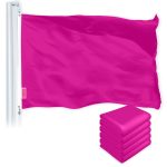 G128 5 Pack: Solid Pink Color Flag | 2.5x4 Ft | LiteWeave Pro Series Printed 150D Polyester | Indoor/Outdoor, Vibrant Colors, Brass Grommets, Thicker and More Durable Than 100D 75D Polyester