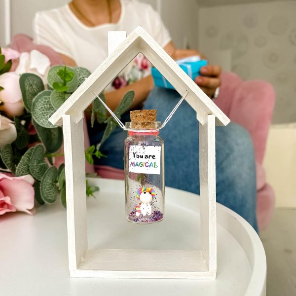 Tiny Magical Message in a Bottle Gift Idea   Classy Inspirational Gifts for Him and Her   Unique Presents for Women and Men (Rainbow Unicorn   You Are Magical in Wooden Frame) - Image 3