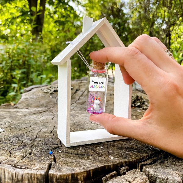 Tiny Magical Message in a Bottle Gift Idea   Classy Inspirational Gifts for Him and Her   Unique Presents for Women and Men (Rainbow Unicorn   You Are Magical in Wooden Frame) - Image 4