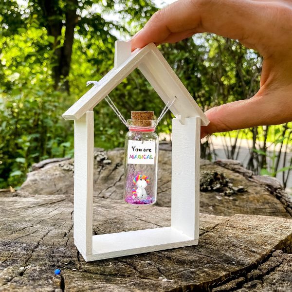 Tiny Magical Message in a Bottle Gift Idea   Classy Inspirational Gifts for Him and Her   Unique Presents for Women and Men (Rainbow Unicorn   You Are Magical in Wooden Frame) - Image 5