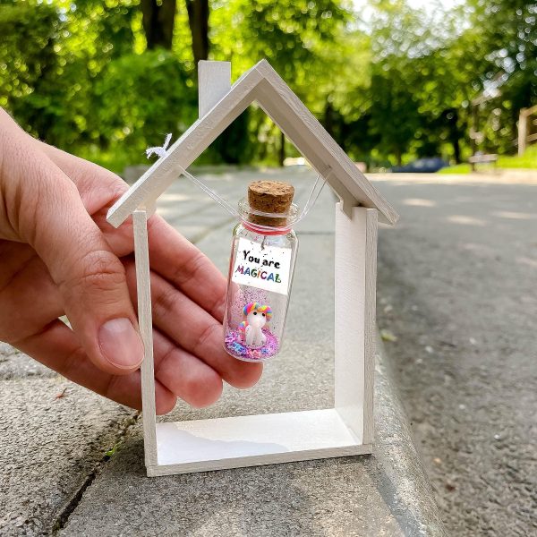 Tiny Magical Message in a Bottle Gift Idea   Classy Inspirational Gifts for Him and Her   Unique Presents for Women and Men (Rainbow Unicorn   You Are Magical in Wooden Frame) - Image 6