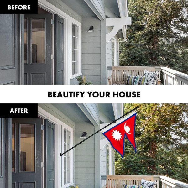 G128 Combo Pack: 6 Ft Tangle Free Spinning Flagpole (Black) & Nepal Flag 3x5 Ft Printed 150D Polyester, Brass Grommets (Flag Included) Aluminum Flag Pole - Image 3
