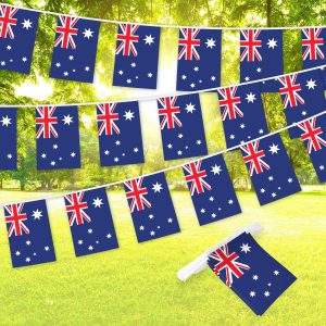 G128 Australia Australian Bunting Banner | Flag 8.2 x 5.5 Inch, Full String 33 Feet | Printed 150D Polyester, Decorations For Bar, School, Festival Events Celebration