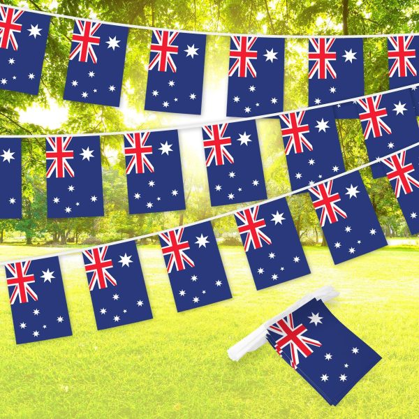 G128 Australia Australian Bunting Banner | Flag 8.2 x 5.5 Inch, Full String 33 Feet | Printed 150D Polyester, Decorations For Bar, School, Festival Events Celebration