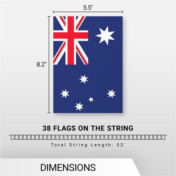 G128 Australia Australian Bunting Banner | Flag 8.2 x 5.5 Inch, Full String 33 Feet | Printed 150D Polyester, Decorations For Bar, School, Festival Events Celebration - Image 7