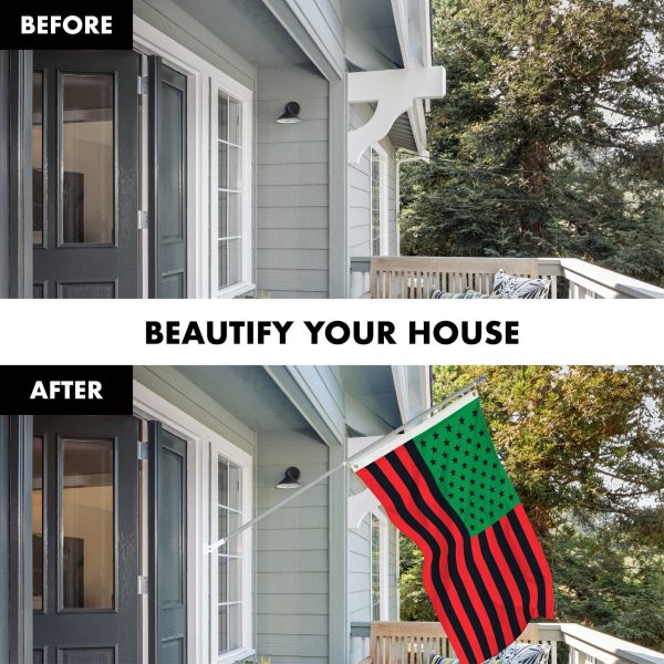G128 Combo Pack: 6 Ft Tangle Free Aluminum Spinning Flagpole (Silver) & Afro American Black Liberation BLM Flag 3x5 Ft, LiteWeave Pro Series Printed 150D Polyester | Pole with Flag Included - Image 3