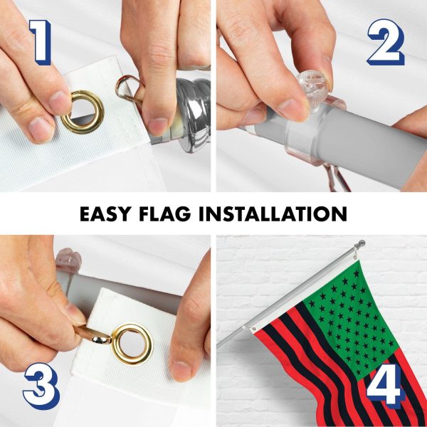 G128 Combo Pack: 6 Ft Tangle Free Aluminum Spinning Flagpole (Silver) & Afro American Black Liberation BLM Flag 3x5 Ft, LiteWeave Pro Series Printed 150D Polyester | Pole with Flag Included - Image 7