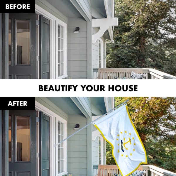 G128 Combo Pack: 5 Ft Tangle Free Aluminum Spinning Flagpole (Silver) & Rhode Island RI State Flag 2x3 Ft, ToughWeave Series Embroidered 300D Polyester | Pole with Flag Included - Image 3