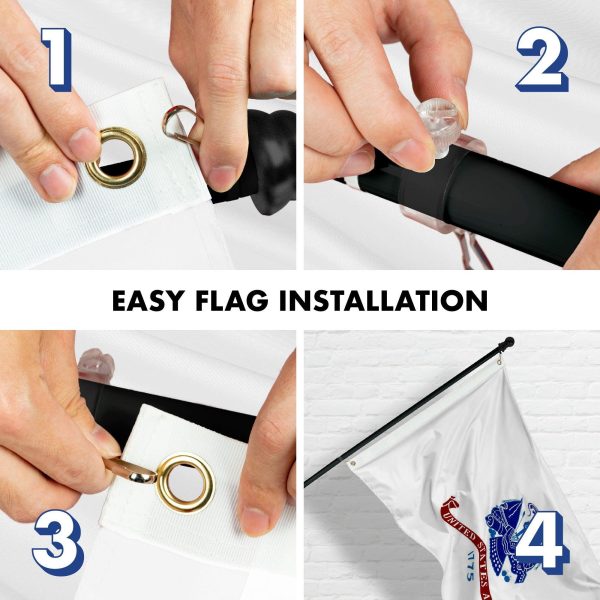 G128 - 5 Feet Tangle Free Spinning Flagpole (Black) US Army Flag Double Sided Brass Grommets Embroidered 2x3 ft (Flag Included) Aluminum Flag Pole - Image 7