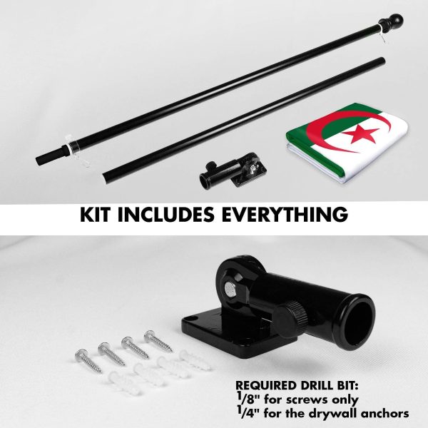 G128 Combo Pack: 6 Ft Tangle Free Spinning Flagpole (Black) & Algeria Flag 3x5 Ft Printed 150D Polyester, Brass Grommets (Flag Included) Aluminum Flag Pole - Image 2