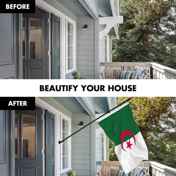 G128 Combo Pack: 6 Ft Tangle Free Spinning Flagpole (Black) & Algeria Flag 3x5 Ft Printed 150D Polyester, Brass Grommets (Flag Included) Aluminum Flag Pole - Image 3