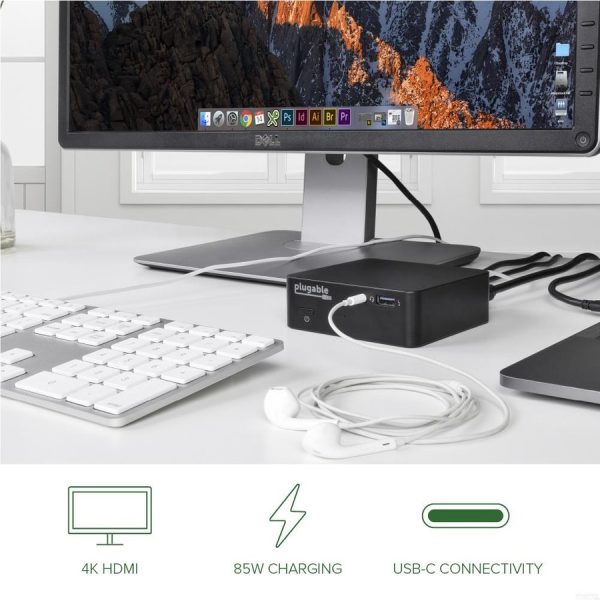 Plugable USB C Dock with 85W Charging Compatible with Thunderbolt 3 and USB-C MacBooks and Select Windows Laptops - Image 3