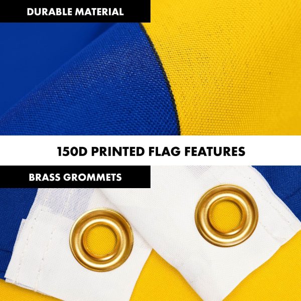 G128 Combo Pack: 6 Ft Tangle Free Aluminum Spinning Flagpole (Black) & Barbados Barbadian Flag 3x5 Ft, LiteWeave Pro Series Printed 150D Polyester | Pole with Flag Included - Image 4