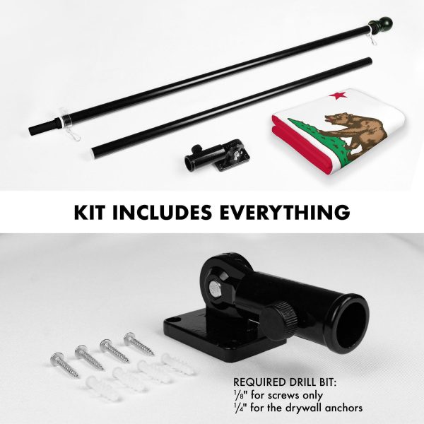 G128 Combo Pack: 6 Ft Tangle Free Aluminum Spinning Flagpole (Black) & California CA State Flag 3x5 Ft, LiteWeave Pro Series Printed 150D Polyester, 4 Corner Brass Grommets | Pole with Flag Included - Image 2