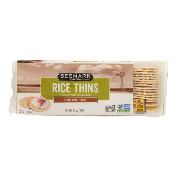 Sesmark Foods Rice Thins - Brown - Case of 12 - 3.5 oz. - Image 3
