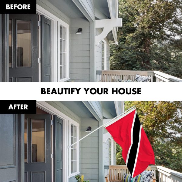 G128 Combo Pack: 6 Ft Tangle Free Aluminum Spinning Flagpole (White) & Trinidad and Tobago Flag 3x5 Ft, LiteWeave Pro Series Printed 150D Polyester | Pole with Flag Included - Image 3