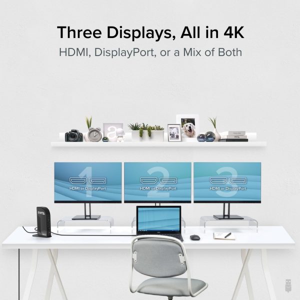 Plugable 4K USB C Docking Station Triple Monitor with 100W Charging - Image 3
