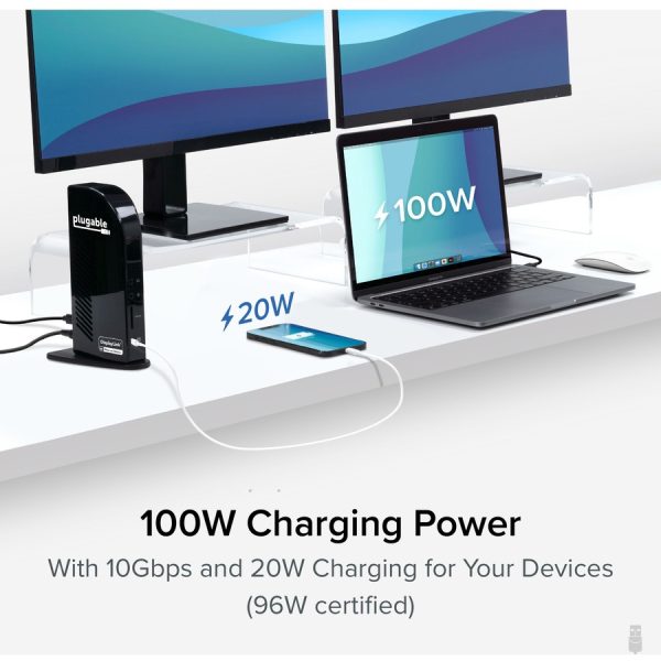 Plugable 4K USB C Docking Station Triple Monitor with 100W Charging - Image 4