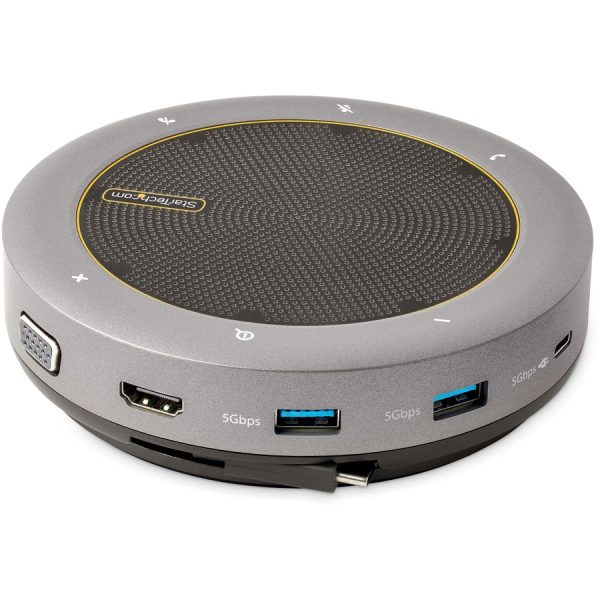 StarTech.com USB-C Speakerphone Docking Station, Mini Portable Conference Speaker/Audio Dock, VGA/4K HDMI, USB Hub, Teams/Zoom/Softphone - Image 3