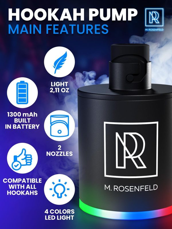 Hookah Pump with 1300 mAh Rechargeable Battery   Electric Hookah Air Pump Kit with Led Light   Mini Hookah Pump Starter   Universal Shisha Hookah Starter Kit Helper   Hookah Starter Vacuum - Image 2