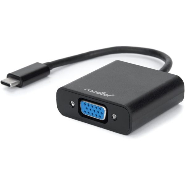 Rocstor Premium USB-C™ to VGA adapter Converter- 6" - USB Type-C to VGA Video Adapter - For use with Macbook®, Macbook Pro®, Chromebook®, Notebook, Projectors, TV, Netbook - 1 Pack - 1 x HD-15 Female VGA - 1 x Type C Male USB - Black USB-C TO VGA VIDEO CONVERTER - Image 4