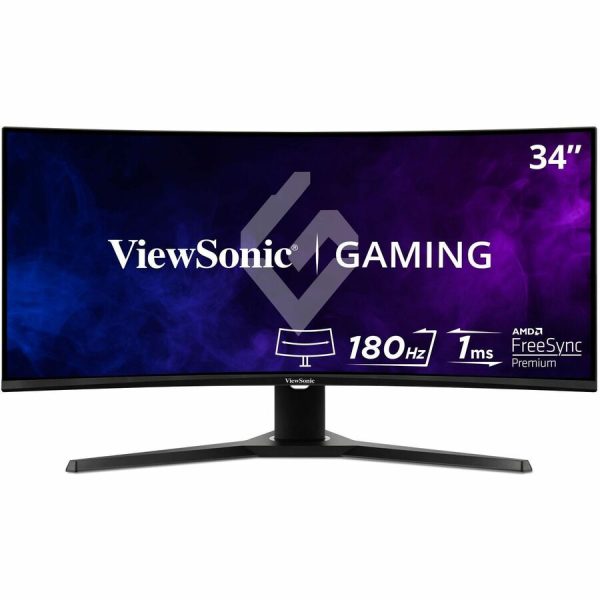 ViewSonic VX3418-2KPC 34 Inch 21:9 Curved 1440p 1ms 180Hz Gaming Monitor with FreeSync Premium, Eye Care, HDMI and Display Port