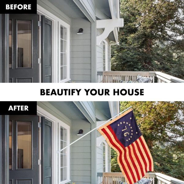 G128 Combo Pack: 6 Ft Tangle Free Aluminum Spinning Flagpole (White) & Bennington 76 Tea-Stained Flag 3x5 Ft, ToughWeave Pro Series Embroidered 420D Polyester | Pole with Flag Included - Image 3