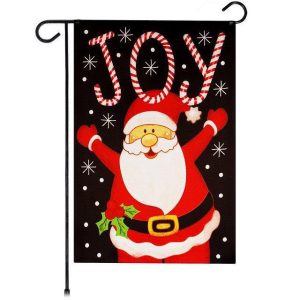 G128 Garden Flag Joyful Santa | 12x18 Inch | Printed Blockout Polyester - Christmas Decoration