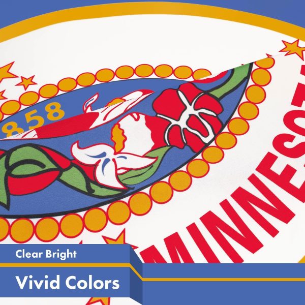 G128 2 Pack: Minnesota MN State Flag | 3x5 Ft | Printed 150D Polyester - Indoor/Outdoor, Vibrant Colors, Brass Grommets, Quality Polyester, Much Thicker More Durable Than 100D 75D Polyester - Image 3