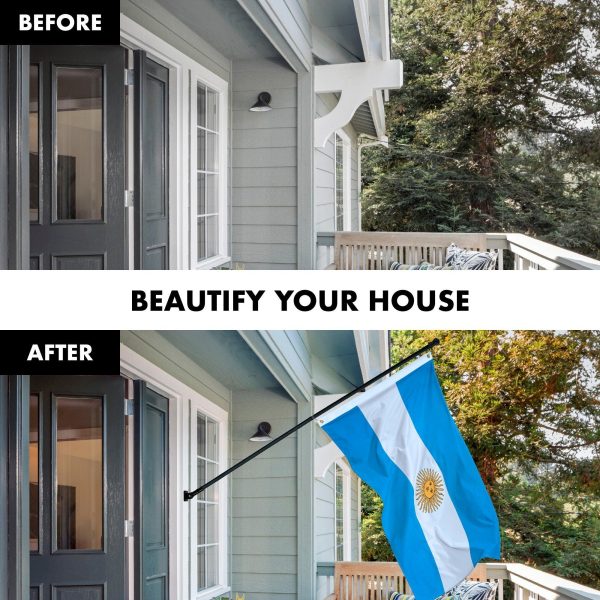 G128 Combo Pack: 6 Feet Tangle Free Spinning Flagpole (Black) Argentina Argentinian Flag 3x5 ft Printed 150D Brass Grommets (Flag Included) Aluminum Flag Pole - Image 3