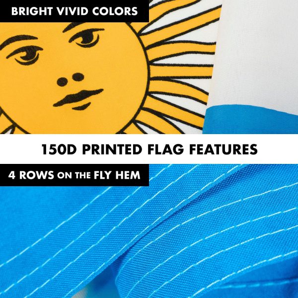 G128 Combo Pack: 6 Feet Tangle Free Spinning Flagpole (Black) Argentina Argentinian Flag 3x5 ft Printed 150D Brass Grommets (Flag Included) Aluminum Flag Pole - Image 5