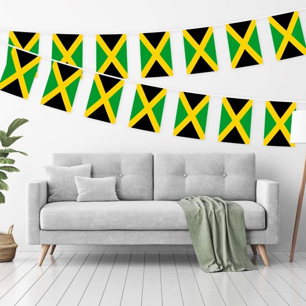 G128 Jamaica Jamaican Bunting Banner | Flag 8.2 x 5.5 Inch, Full String 33 Feet | Printed 150D Polyester, Decorations For Bar, School, Festival Events Celebration - Image 2