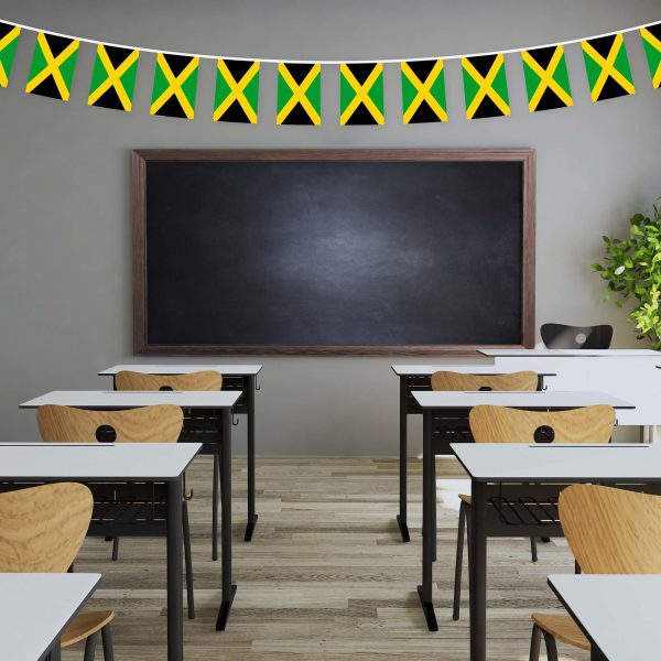 G128 Jamaica Jamaican Bunting Banner | Flag 8.2 x 5.5 Inch, Full String 33 Feet | Printed 150D Polyester, Decorations For Bar, School, Festival Events Celebration - Image 4