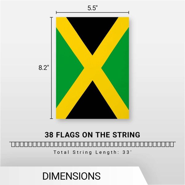 G128 Jamaica Jamaican Bunting Banner | Flag 8.2 x 5.5 Inch, Full String 33 Feet | Printed 150D Polyester, Decorations For Bar, School, Festival Events Celebration - Image 7