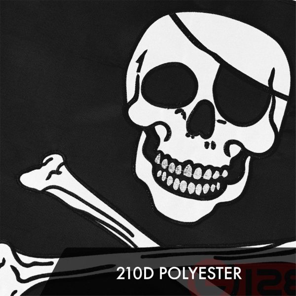 G128 Pirate Jolly Roger Bones Flag | 1x1.5 Ft | ToughWeave Series Embroidered 300D Polyester | Novelty Flag, Embroidered Design, Indoor/Outdoor, Brass Grommets - Image 4
