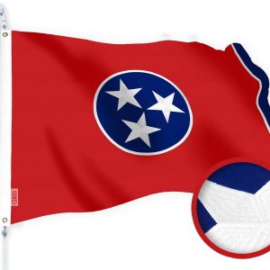 G128 Tennessee State Flag | 3x5 Ft | StormFlyer Series Embroidered 220GSM Spun Polyester | Embroidered Design, Indoor/Outdoor, Brass Grommets, Heavy Duty, All Weather
