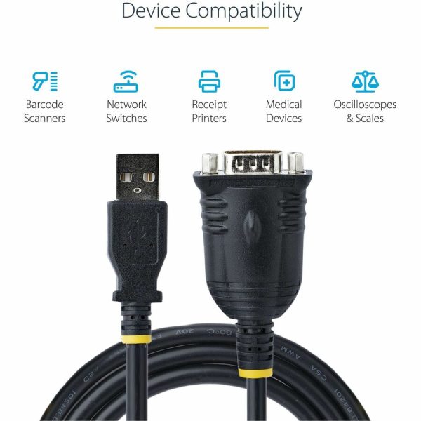 StarTech.com 3ft (1m) USB to Serial Cable, DB9 Male RS232 to USB Converter, USB to Serial Adapter, COM Port Adapter with Prolific IC - Image 8