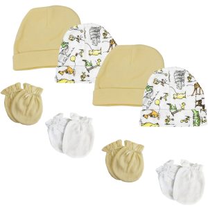 Baby Boy, Baby Girl, Unisex Infant Caps And Mittens (pack Of 8) Nc_0307