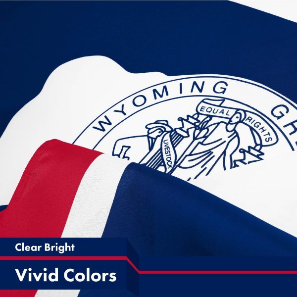 G128 3 Pack: Wyoming WY State Flag | 3x5 Ft | LiteWeave Pro Series Printed 150D Polyester | Indoor/Outdoor, Vibrant Colors, Brass Grommets, Thicker and More Durable Than 100D 75D Polyester - Image 3