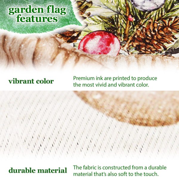 G128 Combo Pack: Garden Flag Stand Black 36 in x 16 in & Garden Flag Winter Decoration Mittens with Evergreen Arrangement 12"x18" Double-Sided Blockout Fabric - Image 3