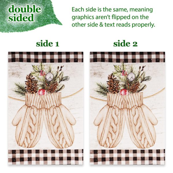 G128 Combo Pack: Garden Flag Stand Black 36 in x 16 in & Garden Flag Winter Decoration Mittens with Evergreen Arrangement 12"x18" Double-Sided Blockout Fabric - Image 5